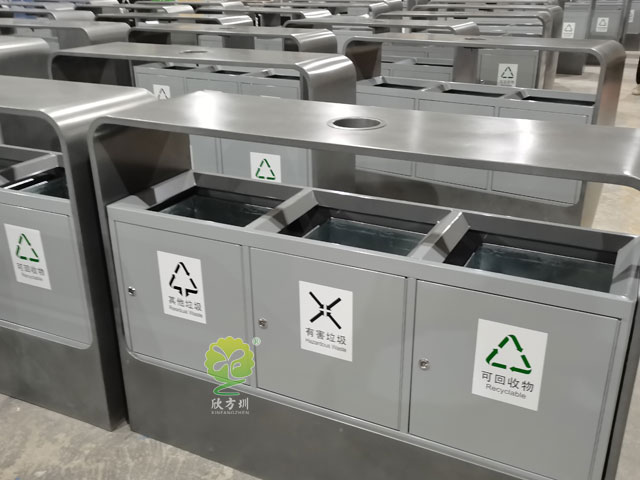 戶外鋼制分類(lèi)垃圾箱-戶外烤漆金屬垃圾箱
