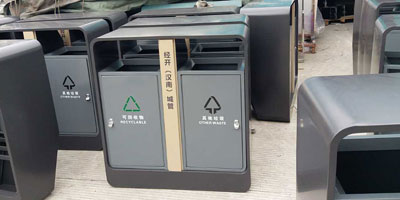 C783戶外鋼制分類(lèi)垃圾箱工廠批量生產(chǎn)圖